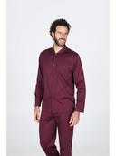 Pigiama cardigan in elegante jersey di cotone mercerizzato bordeaux