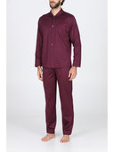 Pigiama cardigan in elegante jersey di cotone mercerizzato bordeaux