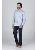 Pigiama lungo spezzato da uomo, in cotone mercerizzato