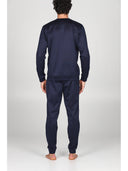 Pigiama serafino in pregiato e lucente puro cotone mercerizzato colore blu Blu Julipet