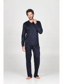 Pigiama scollo a v in leggerissimo e morbido 100% lyocell Blu Julipet