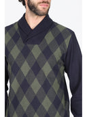 Pigiama collo incrociato in confortevole jacquard ecolife, fantasia rombo verde Rombo Verd Julipet