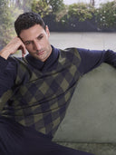 Pigiama collo incrociato in confortevole jacquard ecolife, fantasia rombo verde Rombo Verd Julipet