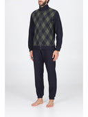 Pigiama con zip in confortevole jacquard ecolife, fantasia rombo verde Rombo Verd Julipet