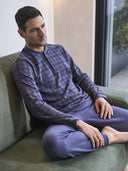 Pigiama serafino in confortevole jacquard ecolife, fantasia scozzese jeans Scoz.jeans Julipet