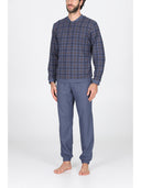 Pigiama serafino in confortevole jacquard ecolife, fantasia scozzese jeans Scoz.jeans Julipet