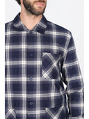 Pigiama cardigan in calda flanella di puro cotone scozzese Scoz Blu Julipet