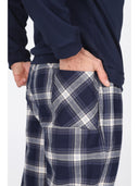 Pigiama serafino con pantalone in flanella  fantasia scozzese blu Scoz.blu Julipet