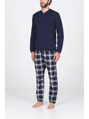 Pigiama serafino con pantalone in flanella  fantasia scozzese blu Scoz.blu Julipet