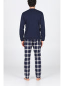 Pigiama serafino con pantalone in flanella  fantasia scozzese blu Scoz.blu Julipet