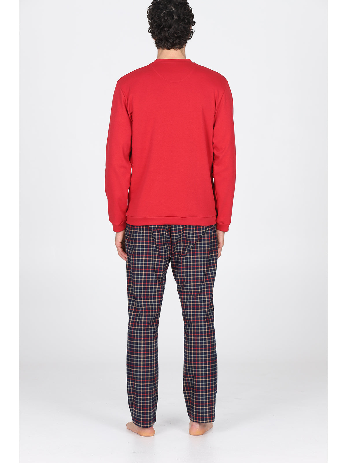 Pigiama girocollo, con pantalone in flanella scozzese rosso Scozz.ross Julipet