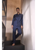 Pigiama cardigan in pregiato popeline blu, vestibilità impeccabile Blu Julipet
