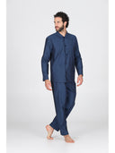 Pigiama cardigan in pregiato popeline blu, vestibilità impeccabile Blu Julipet