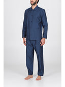 Pigiama cardigan in pregiato popeline blu, vestibilità impeccabile Blu Julipet