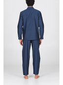 Pigiama cardigan in pregiato popeline blu, vestibilità impeccabile Blu Julipet