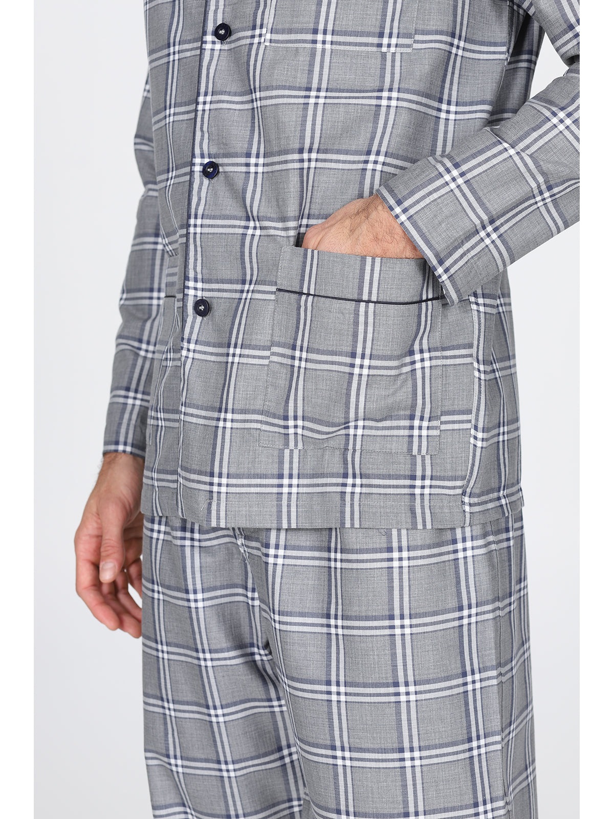 Pigiama cardigan in calda flanella di puro cotone scozzese grigio Scozz.grig Julipet