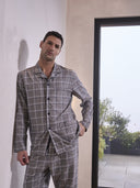 Pigiama cardigan in calda flanella di puro cotone scozzese grigio Scozz.grig Julipet