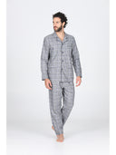 Pigiama cardigan in calda flanella di puro cotone scozzese grigio Scozz.grig Julipet
