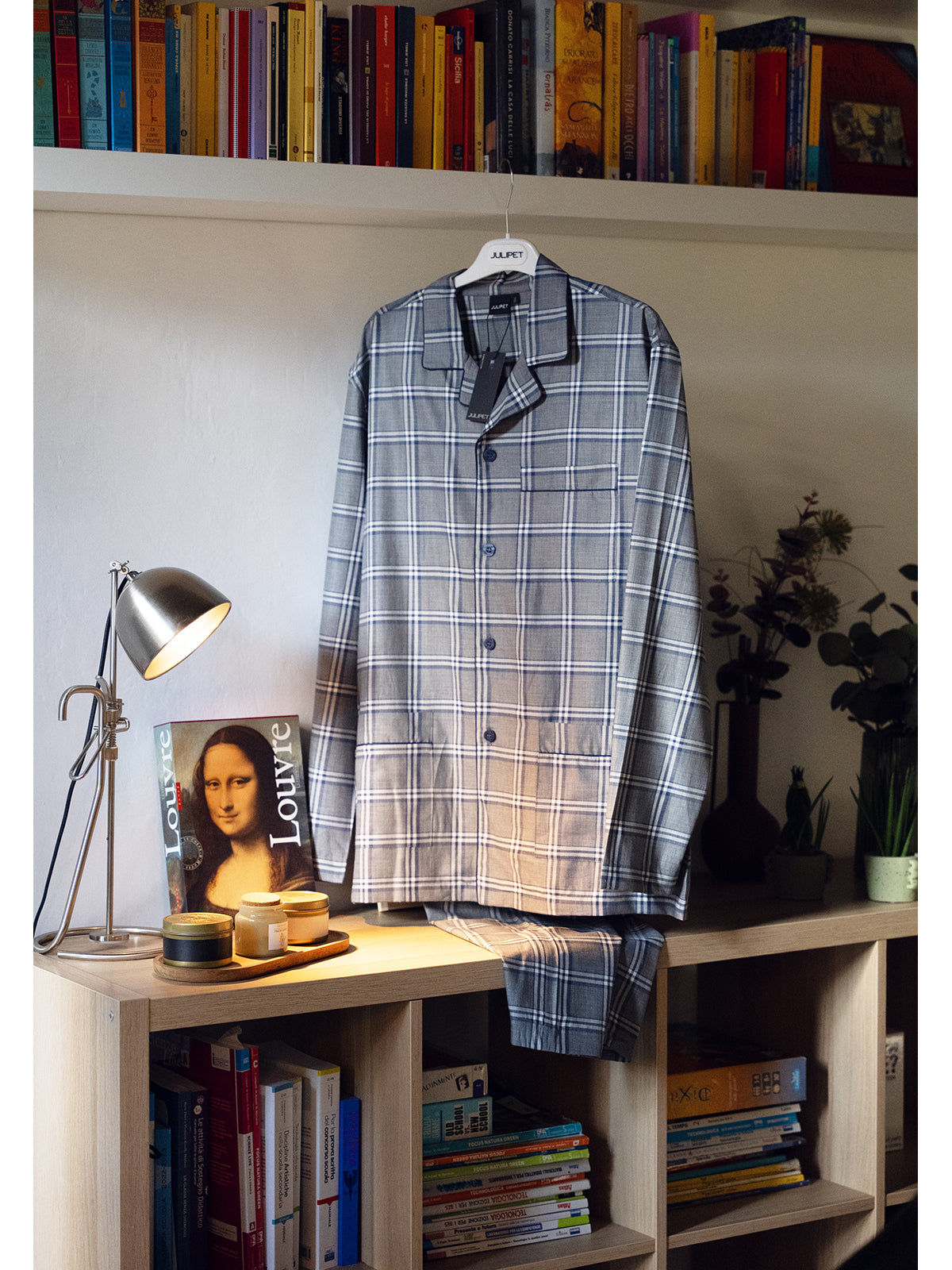 Pigiama cardigan in calda flanella di puro cotone scozzese grigio Scozz.grig Julipet