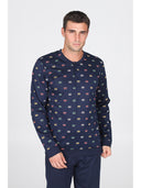 Pigiama in leggerissimo jersey 100% cotone con polsini, fantasia "music"