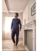 Pigiama in leggerissimo jersey 100% cotone con polsini, fantasia "music"