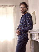 Pigiama in leggerissimo jersey 100% cotone con polsini, fantasia "music"