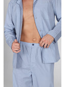 Pigiama cardigan con petto a bavero, in pregiato popeline stampato microfantasia