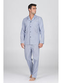 Pigiama cardigan con petto a bavero, in pregiato popeline stampato microfantasia