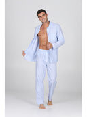 Pigiama cardigan in pregiato popeline di puro cotone, riga