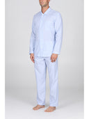 Pigiama cardigan in pregiato popeline di puro cotone, riga