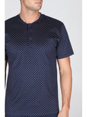 Pigiama 3 pezzi serafino in setoso puro cotone mercerizzato fantasia