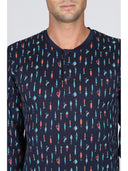 Pigiama luxury jersey con maglia serafino in fantasia