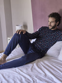 Pigiama luxury jersey con maglia serafino in fantasia