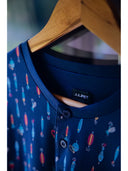 Pigiama luxury jersey con maglia serafino in fantasia