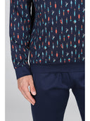 Pigiama luxury jersey con maglia serafino in fantasia