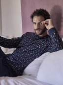 Pigiama luxury jersey con maglia serafino in fantasia