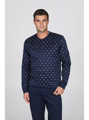 Pigiama luxury jersey con maglia serafino in fantasia