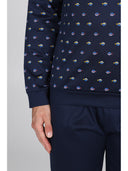Pigiama luxury jersey con maglia serafino in fantasia