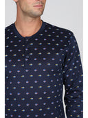 Pigiama luxury jersey con maglia serafino in fantasia