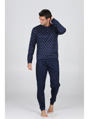 Pigiama luxury jersey con maglia serafino in fantasia