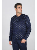 Pigiama luxury jersey con maglia serafino in fantasia