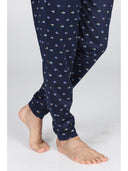 Pigiama serafino in puro cotone mercerizzato, dalla mano setosa in fantasia "pesci blu"