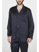 Pigiama in pregiato raso di pura seta blu, modelllo classico uomo