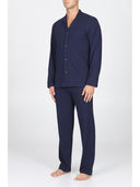 Pigiama cardigan, in pregiato cotone supima in tinta blu