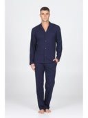 Pigiama cardigan, in pregiato cotone supima in tinta blu
