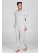 Pigiama girocollo melange, in traspirante jersey di puro cotone s/z