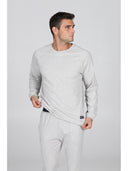 Pigiama girocollo melange, in traspirante jersey di puro cotone s/z