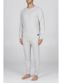Pigiama girocollo melange, in traspirante jersey di puro cotone s/z
