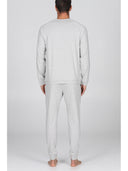 Pigiama girocollo melange, in traspirante jersey di puro cotone s/z
