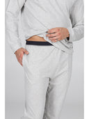 Pigiama girocollo melange, in traspirante jersey di puro cotone s/z